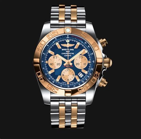 breitling dark blue face gold trim|breitling super chronomat watches.